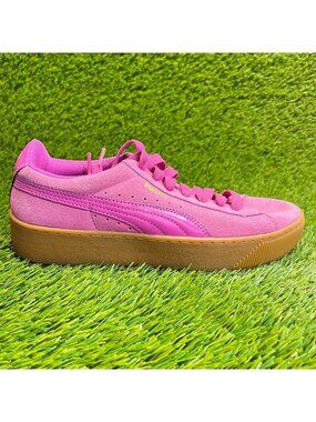 Puma Vikky Platform Womens Size 8 Pink Brown Athletic Suede Shoes Sneakers